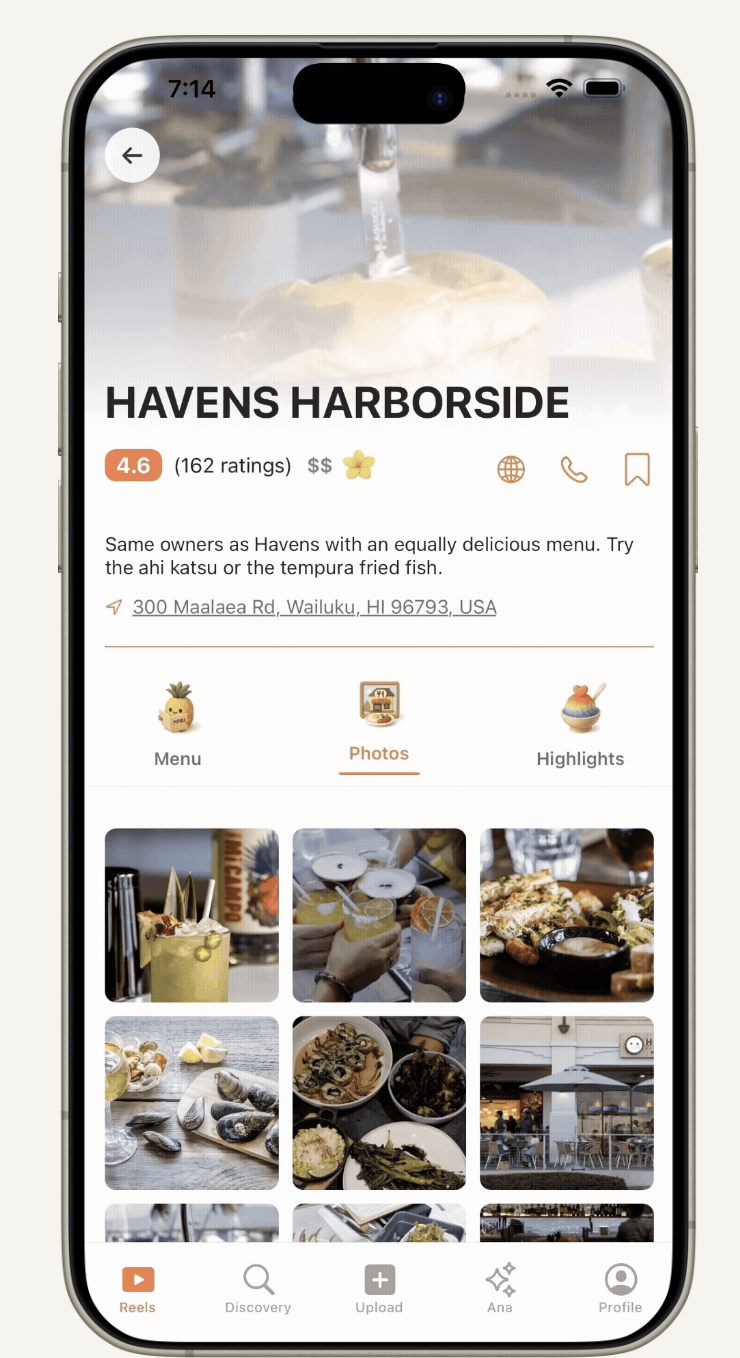 Kaana Restaurant Screen