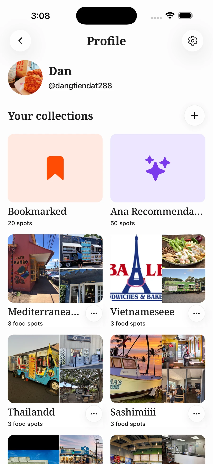Kaana Collections: saved spots and shared lists