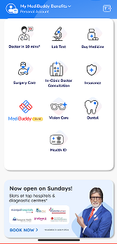 MediBuddy home screen